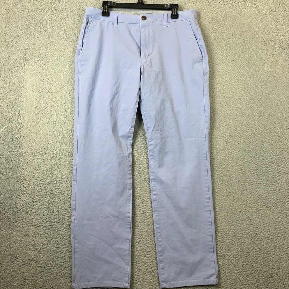 Bonobos Pants Mens 34X32 Straight Leg Light Blue Chinos Flat Front Stretch EUC